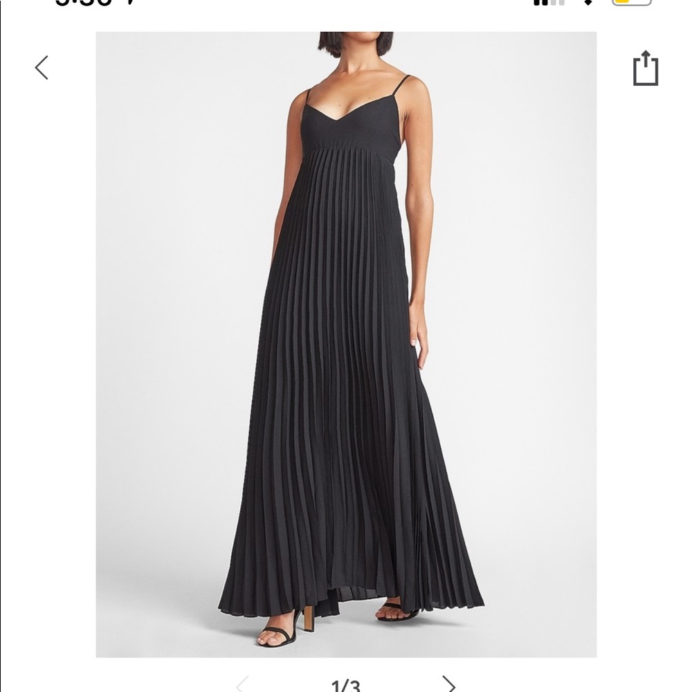 PLEATED V-NECK MAXI DRESS